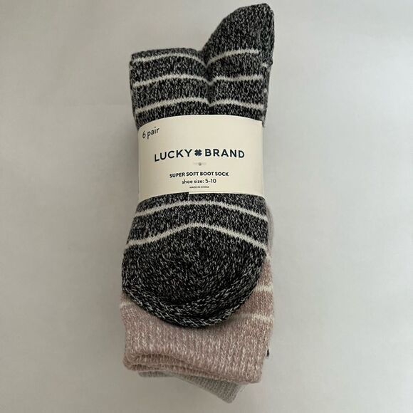 COPY - Lucky Brand Super Soft Boot Socks Women’s 6 Pairs size 5-10 - Picture 1 of 3